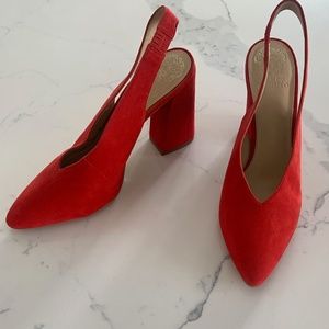 Suede Red Vince Camuto block heels
